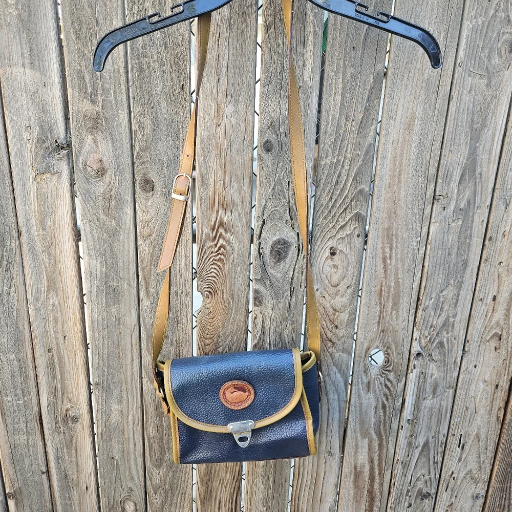 Dooney & Bourke Navy Leather Crossbody with Tan Trim - Picture 4 of 16
